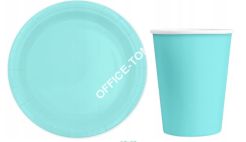 Zestaw turkusowy: Talerzyki + Kubeczki 12szt - POD ZAMÓWIENIE