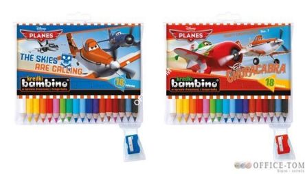 Kredki BAMBINO w opr.drew. 18 kol. + temperówka PLANES DISNEY St.Majewski