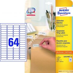 Etykiety AVERY ZWECKFORM na segegatory podwieszane A4, 25 ark.,/op., 45,7 x 16,9 mm, białe, usuwalne