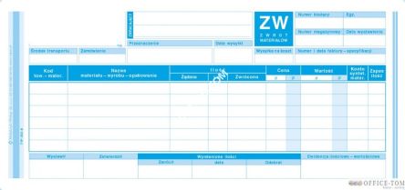 ZW Zwrot materiałów MICHALCZYK I PROKOP 1/3 A4 80 kartek