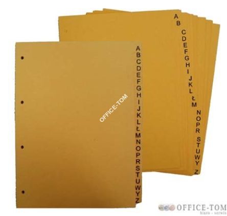 Przekładka WARTA ~A4, karton barwiony, 24 cz.-litery