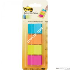 Znaczniki samoprzylepne w podajniku, neonowe, 50 kart, 4 bloczki 25,4 x 38 mm 672-P1 3M