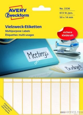 Białe miniEtykiety AVERY ZWECKFORM do opisywania ręcznego 672 etyk./op., 50 x 14 mm, białe