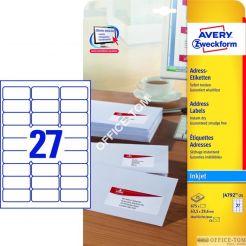 Etykiety AVERY ZWECKFORM adresowe białe A4, 25 ark./op., 63,5 x 29,6 mm, białe