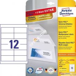 Etykiety uniwersalne A4 25 arkuszy + 5 arkuszy Extra 97 x 423 mm białe Avery Zweckform