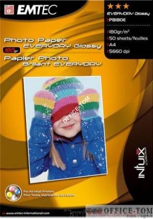 Papier fotograficzny EMTEC EVERYDAY 180 gm2 A4 Błyszczący Glossy (50)