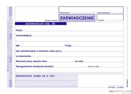 Zaświadczenie o zatrudnieniu MICHALCZYK I PROKOP A6 80 kartek