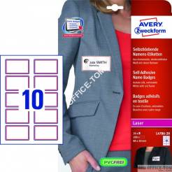 Samoprzylepne identyfikatory do zadruku AVERY ZWECKFORM A4, 20 ark./op., 80 x 50 mm, czerwona ramka, sztuczny jedwab