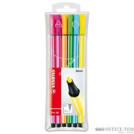 Flamastry fluorescencyjny STABILO Pen 68 Neon, zestaw 6 szt. w plastikowym etui