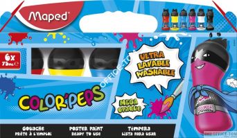 Farby tempera SUPERPOWER 6x75ML KOLORY UZUPEŁNIAJĄCE BUTELKI Maped