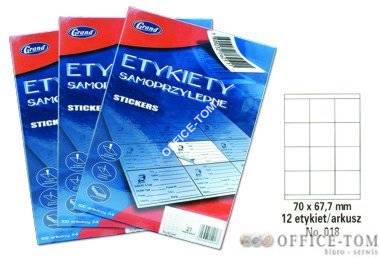 Etykiety samoprzylepne GRAND - 018 70*67 7/12