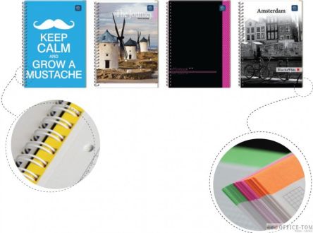 Kołozeszyt B5 100 kratka z kolorowymi marginesami INTERDRUK