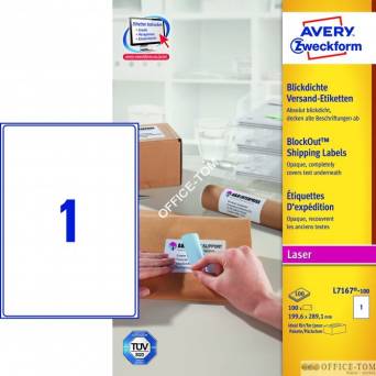 Etykiety AVERY ZWECKFORM wysyłkowe białe A4, 100 ark./op., 199,6 x 289,1 mm, białe