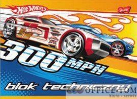 Blok techniczny A4, 10k. HOT WHEELS
