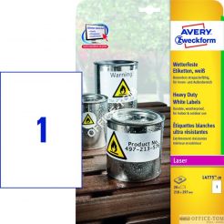 Etykiety AVERY ZWECKFORM Heavy Duty A4, 20 ark./op., 210 x 297 mm, białe, poliestrowe