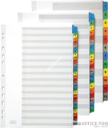 Przekładki ELBA MYLAR A4 MAXI kartonowe kolor. indeksy 1-12