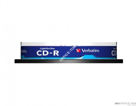 Płyta VERBATIM CD-R  cake box 10  700MB  52x  LightScribe  DataLife+ AZO