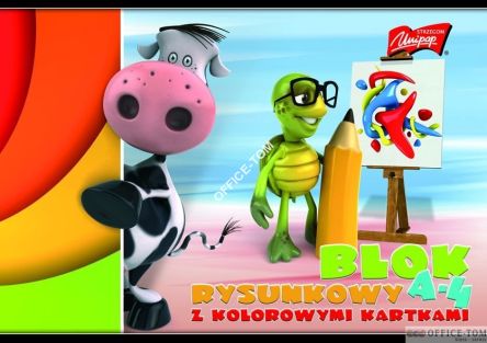 Blok rysunkowy z kolorowymi kartkami A4, 16k.