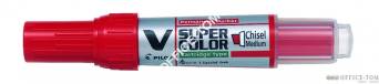 Marker permanentny PILOT V Super  Color końcówka ścięta czerwony