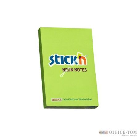 Notes Samoprzylepny 76X51mm Zielony Neon (12) 21163 Stick\'n