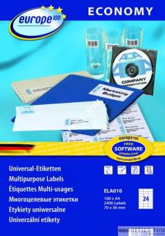Etykiety AVERY ZWECKFORM uniwersalne Economy Europe100 by A4, 100 ark./op., 70 x 36 mm, białe