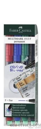 Foliopis Multimark z gumką OHP permanentny F 0,6  KPL 4 szt. FABER-CASTELL