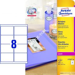 Etykiety AVERY ZWECKFORM błyszczące A4, 40 ark./op., 99,1 x 67,7 mm, białe błyszczące