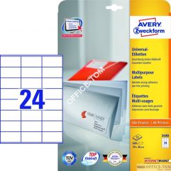 Trwałe Etykiety AVERY ZWECKFORM uniwersalne A4, 25 ark./op., 70 x 36 mm, białe