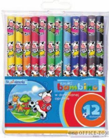 Kredki BAMBINO w opr.drew. 12 kol. dł. 15 cm bez temperówki St.Majewski