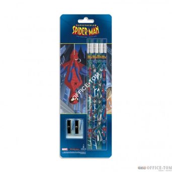 Ołówki grafitowe z gumką z nadrukiem 4 szt.+ temperówka(blister) SPIDER-MAN MARVEL ST.MAJEWSKI