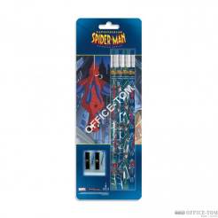 Ołówki grafitowe z gumką z nadrukiem 4 szt.+ temperówka(blister) SPIDER-MAN MARVEL ST.MAJEWSKI