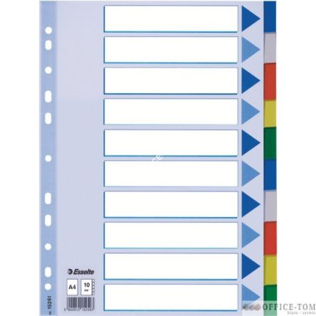 Przekładki plastikowe z PP A4 ESSELTE, 10 kart