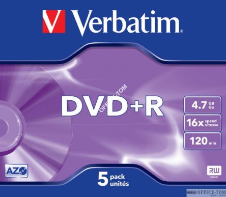 Płyta VERBATIM DVD+R  jewel case  4.7GB  16x  Matt Silver