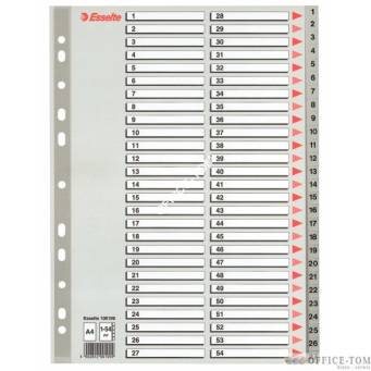 Przekładki plastikowe szare PP numeryczne A4 ESSELTE, 1-54