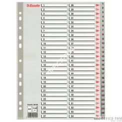Przekładki plastikowe szare PP numeryczne A4 ESSELTE, 1-54
