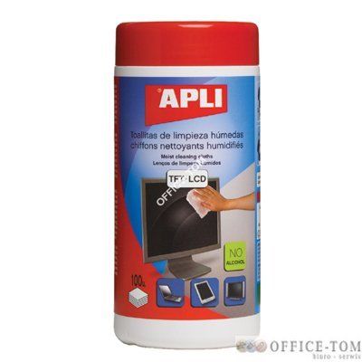 Sciereczki APLI do czyszczenia monitorow 100 szt. w tubie (AP11302)