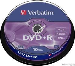 Płyta VERBATIM DVD+R cake box 10 4.7GB 16x Matt Silver