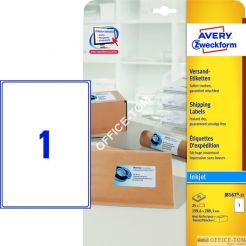 Etykiety AVERY ZWECKFORM wysyłkowe białe A4, 25 ark./op., 199,6 x 289,1 mm, białe