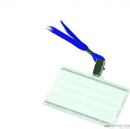 Identyfikator DONAU  85x50 z jedwabna tasma w kol. niebieski