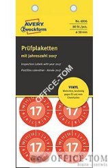 Etykiety inspekcyjne winylowe 2017 Ø30mm, 80szt. czerwone 6936 Avery Zweckform