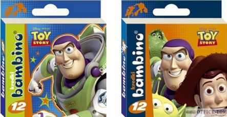 Kredki BAMBINO w oprawie drewnianej 12 kolorów z nadrukiem + temperówka  TOY STORY   DISNEY ST.MAJEWSKI