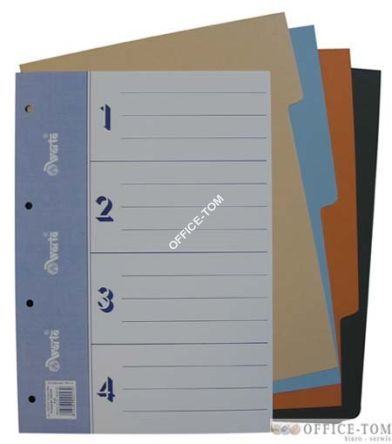 Przekładka WARTA ~A4, karton barwiony, 4 cz.