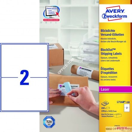 Etykiety AVERY ZWECKFORM wysyłkowe białe A4, 100 ark./op., 199,6 x 143,5 mm, białe