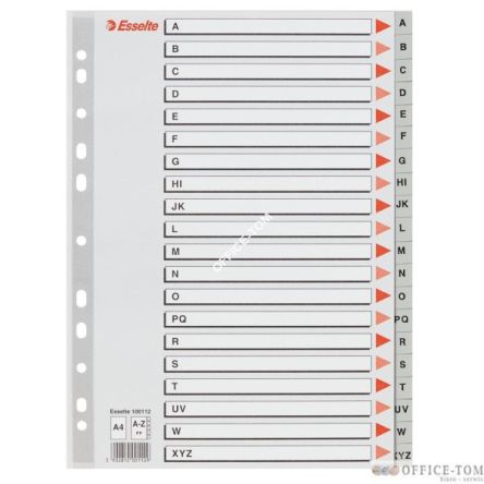 Przekładki plastikowe szare PP alfabetyczne A4 ESSELTE, A-Z