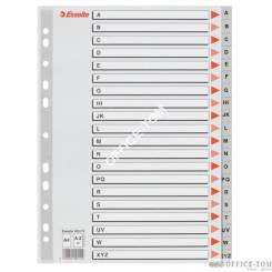 Przekładki plastikowe szare PP alfabetyczne A4 ESSELTE, A-Z