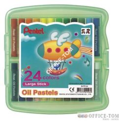 Pastele olejne PENTEL 24-kolorowe o grubszym przekroju w plastkowym opakowaniu