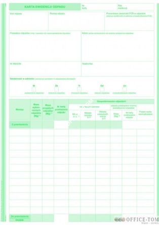 Karta ewidencji odpadów MICHALCZYK I PROKOP A4 80 kartek