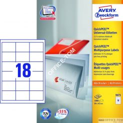 Trwałe Etykiety AVERY ZWECKFORM uniwersalne A4, 100 ark./op., 64 x 45 mm, białe