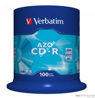 Płyta VERBATIM CD-R  cake box 100  700MB  52x  Crystal  DataLife+ AZO