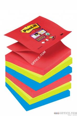 Bloczki samoprzylepne R330-6SS-JP Post-it® Super sticky Z-Notes, sercowe kolory, 6 sztuk po 90 kartek, 76x76mm